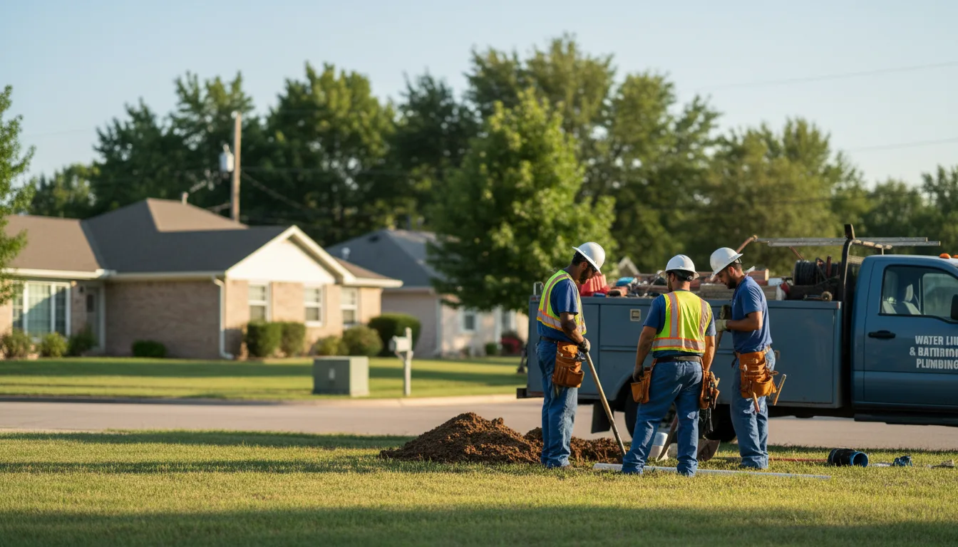 Residential water line and bathroom plumbing service in Leasburg, MO